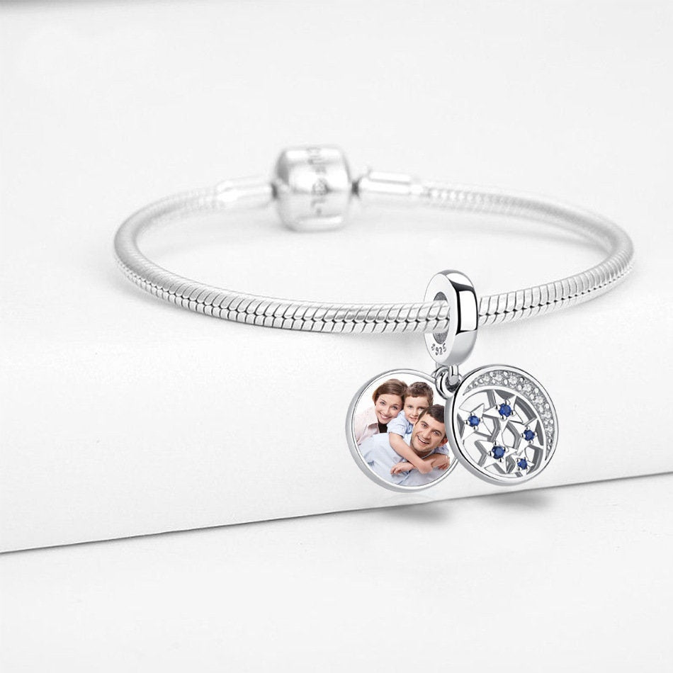 Custom Photo Charm of Bracelet, Fits Pandora Bracelet,Individual Personalized Photo Charm, Photo Gift,Engraved Photo charm PC-028