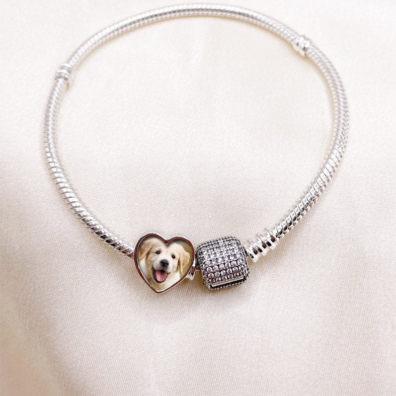 Custom Photo Charm of Bracelet,pet memorial, Fits Pandora Bracelet Necklace,, Photo Gift,Dog Charm,Pet lover gift PC-025