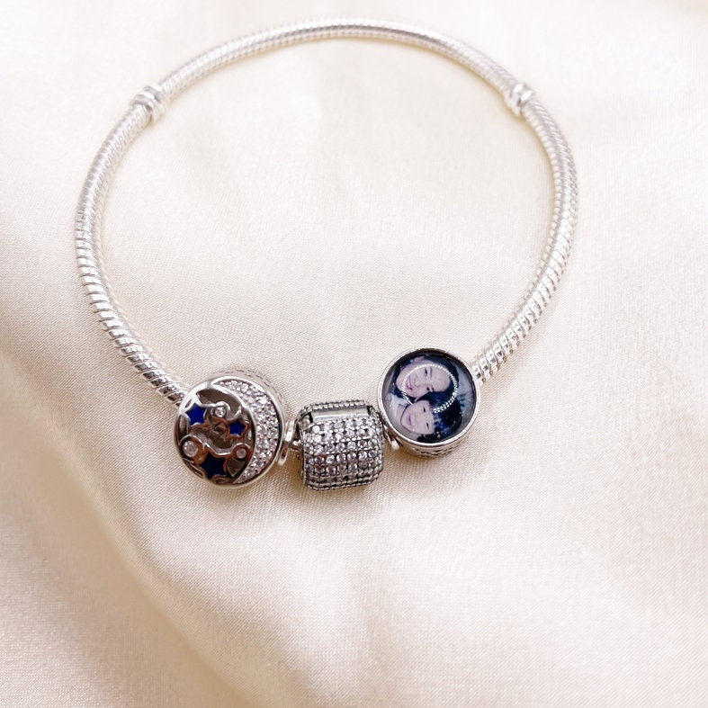 Custom Photo Charm of Bracelet, Fits Pandora Bracelet,Individual Personalized Photo Charm, Photo Gift PC-016
