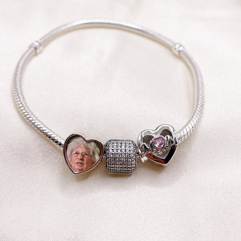 Custom Photo Charm of Bracelet, Fits Pandora Bracelet,Individual Personalized Photo Charm, Photo Gift PC-012