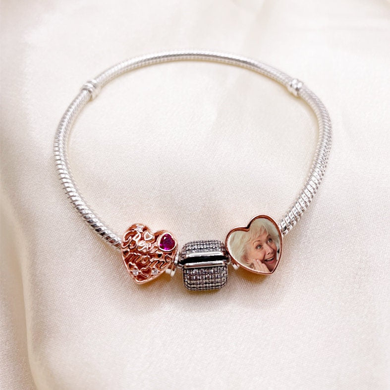 Custom Photo Charm of Bracelet, Fits Pandora Bracelet,Individual Personalized Photo Charm, Photo Gift PC-034