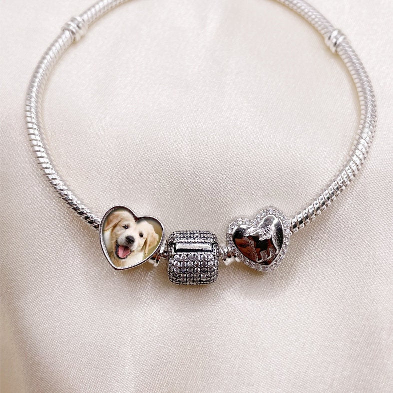 Custom Photo Charm of Bracelet,pet memorial, Fits Pandora Bracelet Necklace,, Photo Gift,Dog Charm,Pet lover gift PC-025