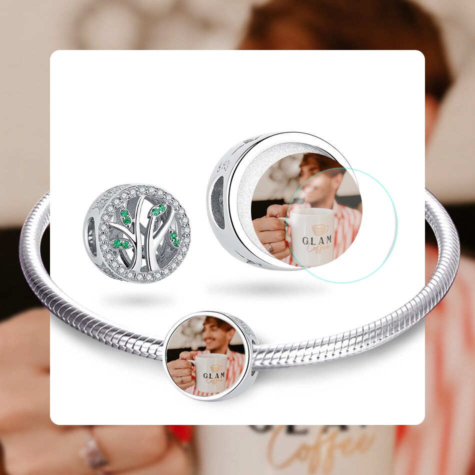 Custom Photo Charm of Bracelet, Fits Pandora Bracelet,Individual Personalized Photo Charm, Photo Gift PC-011