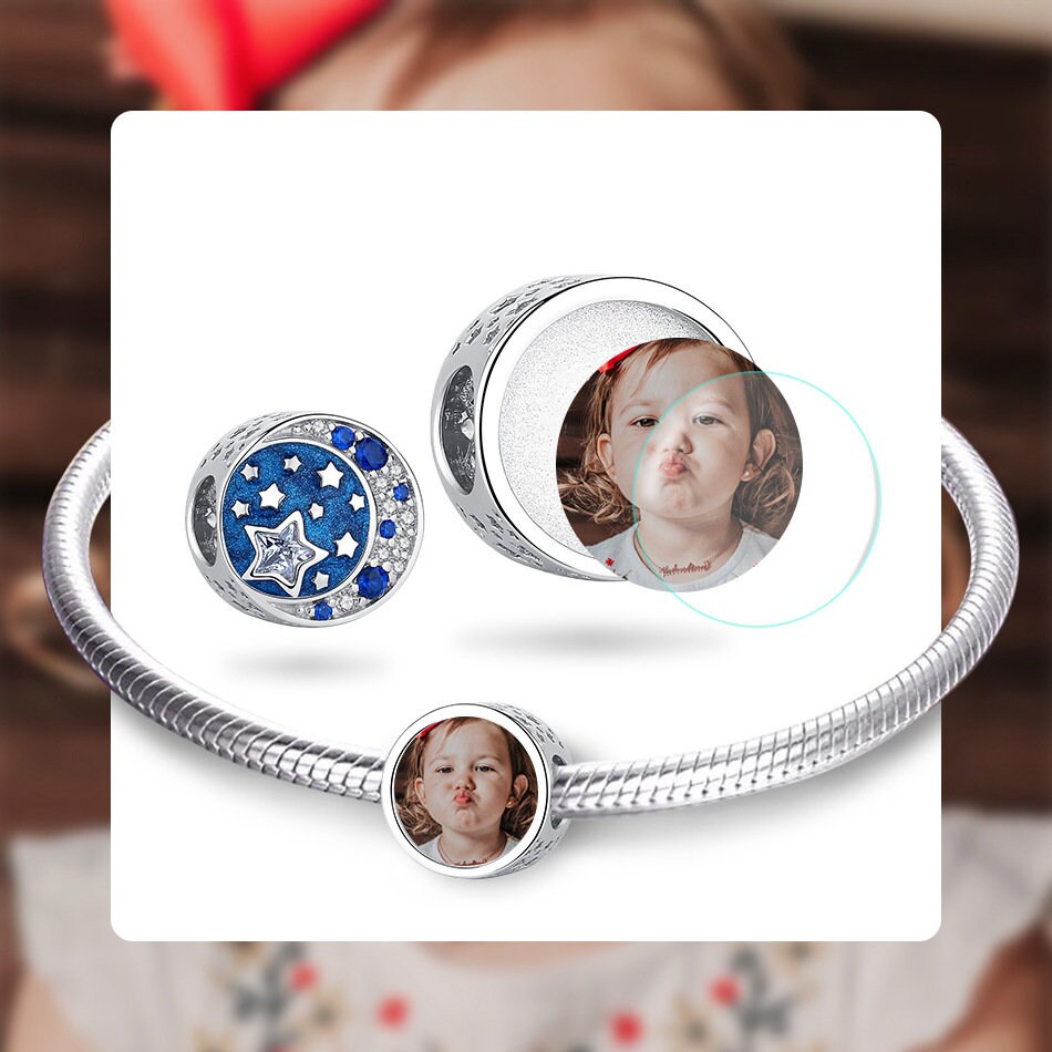 Custom Photo Charm of Bracelet, Fits Pandora Bracelet,Individual Personalized Photo Charm, Photo Gift PC-015
