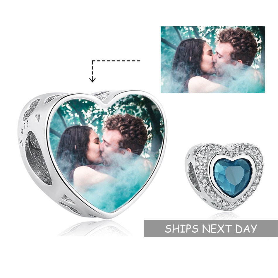 Birthstone gift, Birthstone pandora photo charm, Birthstone bracelet, pandora charm,photo charm