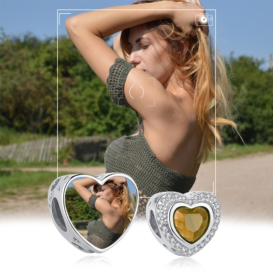 Birthstone gift, Birthstone pandora photo charm, Birthstone bracelet, pandora charm,photo charm