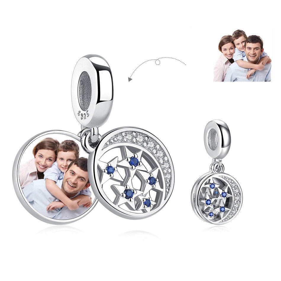 Custom Photo Charm of Bracelet, Fits Pandora Bracelet,Individual Personalized Photo Charm, Photo Gift,Engraved Photo charm PC-028