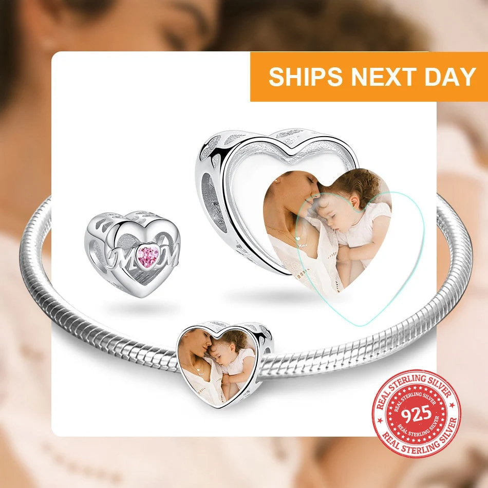 Custom Photo Charm of Bracelet, Fits Pandora Bracelet,Individual Personalized Photo Charm, Photo Gift PC-012