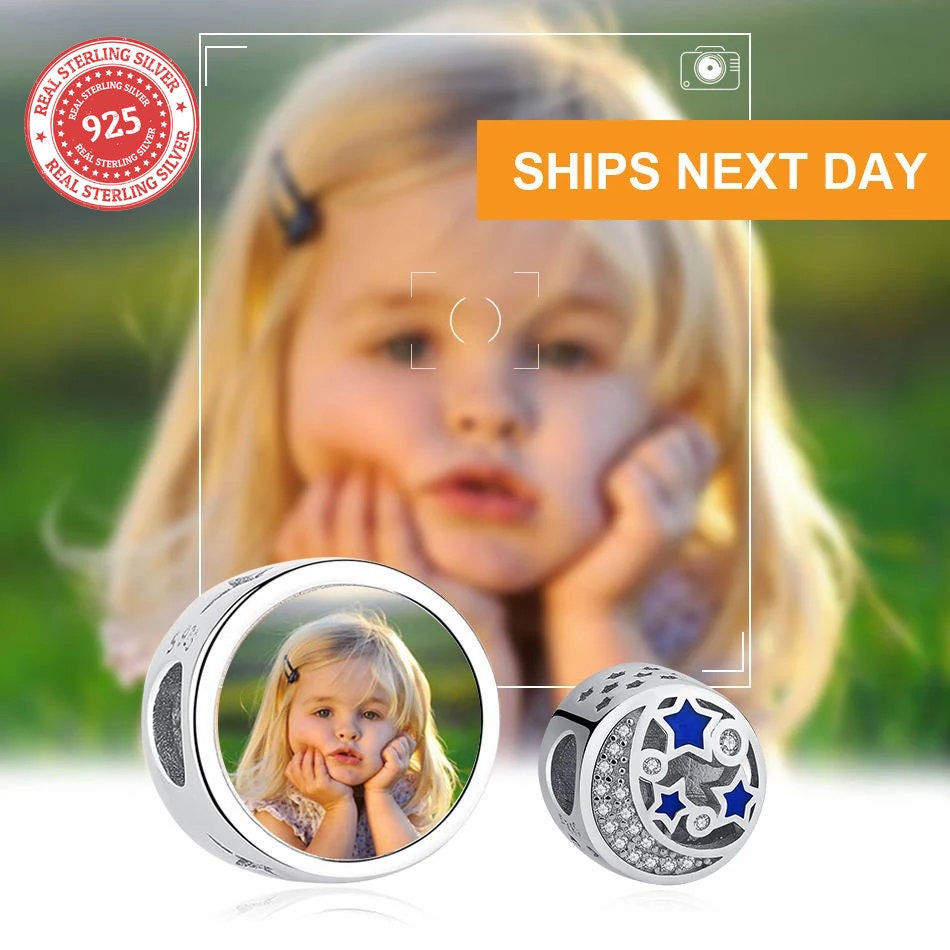 Custom Photo Charm of Bracelet, Fits Pandora Bracelet,Individual Personalized Photo Charm, Photo Gift PC-016