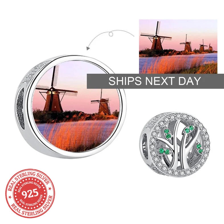 Custom Photo Charm of Bracelet, Fits Pandora Bracelet,Individual Personalized Photo Charm, Photo Gift PC-011