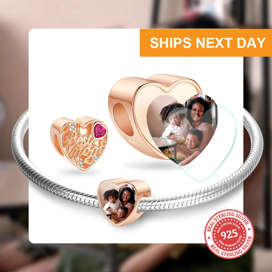 Custom Photo Charm of Bracelet, Fits Pandora Bracelet,Individual Personalized Photo Charm, Photo Gift PC-034