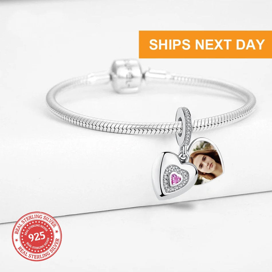 Custom Photo Charm of Bracelet, Fits Pandora Bracelet,Individual Personalized Photo Charm, Photo Gift PC-023