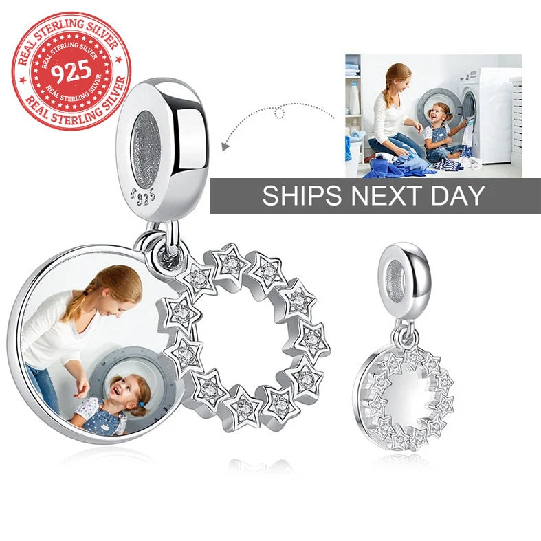Custom Photo Charm of Bracelet, Fits Pandora Bracelet,Individual Personalized Photo Charm, Photo Gift PC-017