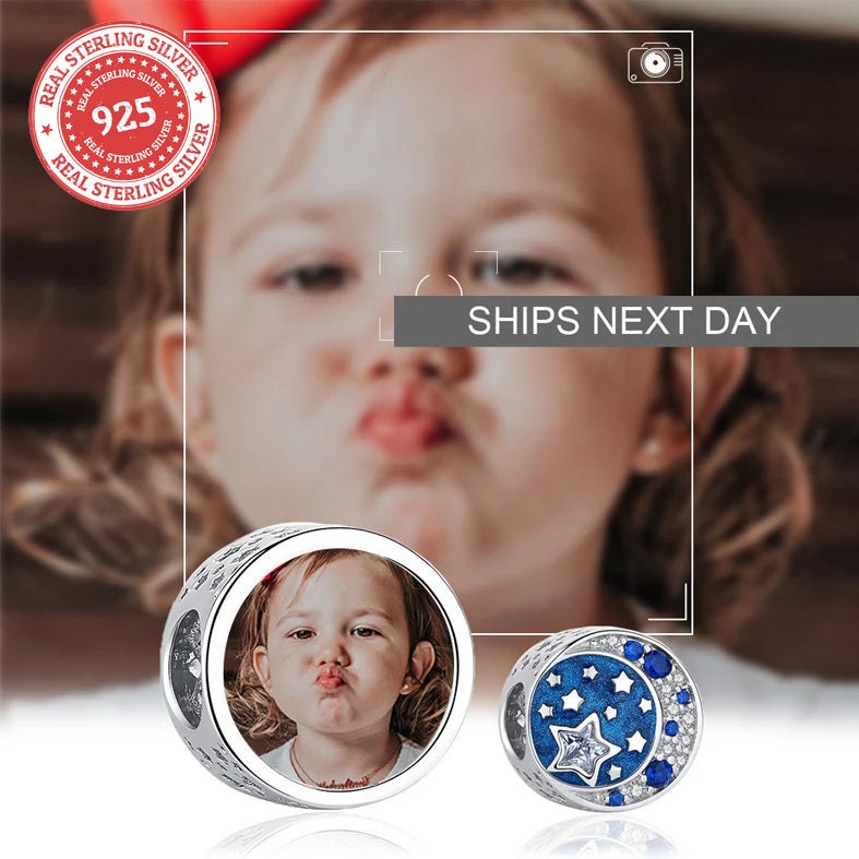 Custom Photo Charm of Bracelet, Fits Pandora Bracelet,Individual Personalized Photo Charm, Photo Gift PC-015