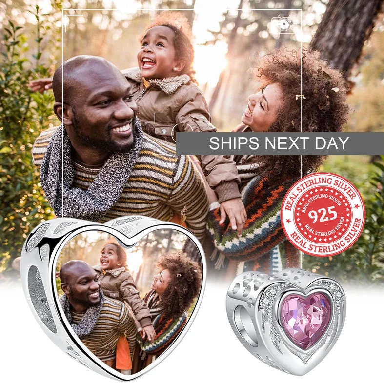 Custom Photo Charm of Bracelet, Fits Pandora Bracelet,Individual Personalized Photo Charm, Photo Gift PC-014