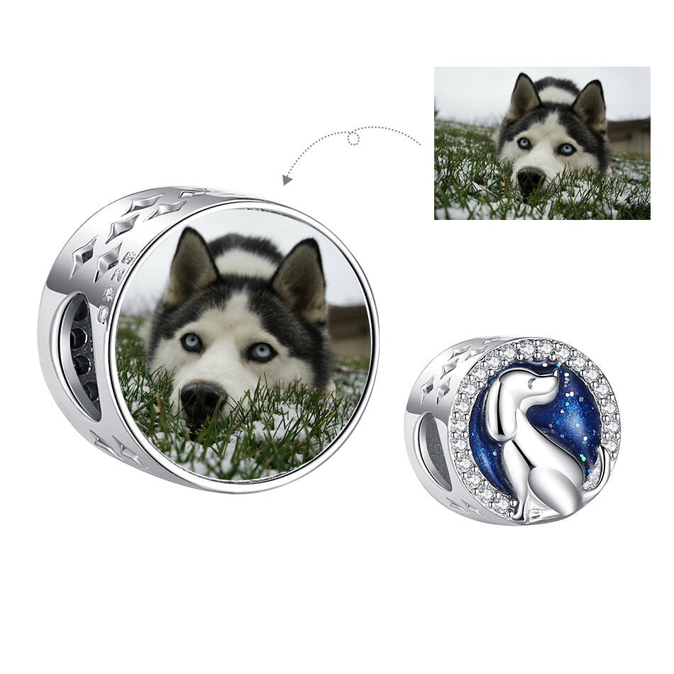 Custom Photo Charm of Bracelet,pet memorial, Fits Pandora Bracelet Necklace,, Photo Gift,Dog Charm,Pet lover gift PC-030